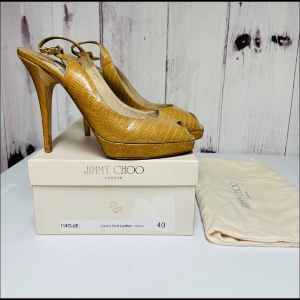 Jimmy Choo Stiletto Heel Pumps Lizard Print Leather - Picture 3 of 8